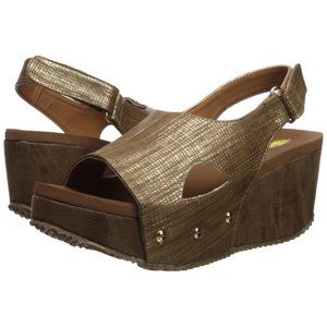 Volatile Kilkenny Platform Wedge Sandals Metallic Black Size 9 NWOT